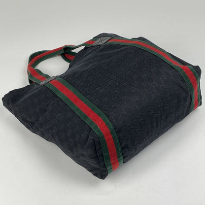Gucci GG Pattern Tote Handbag Sherry Line Web Tote Bag GG Canvas Black 189669