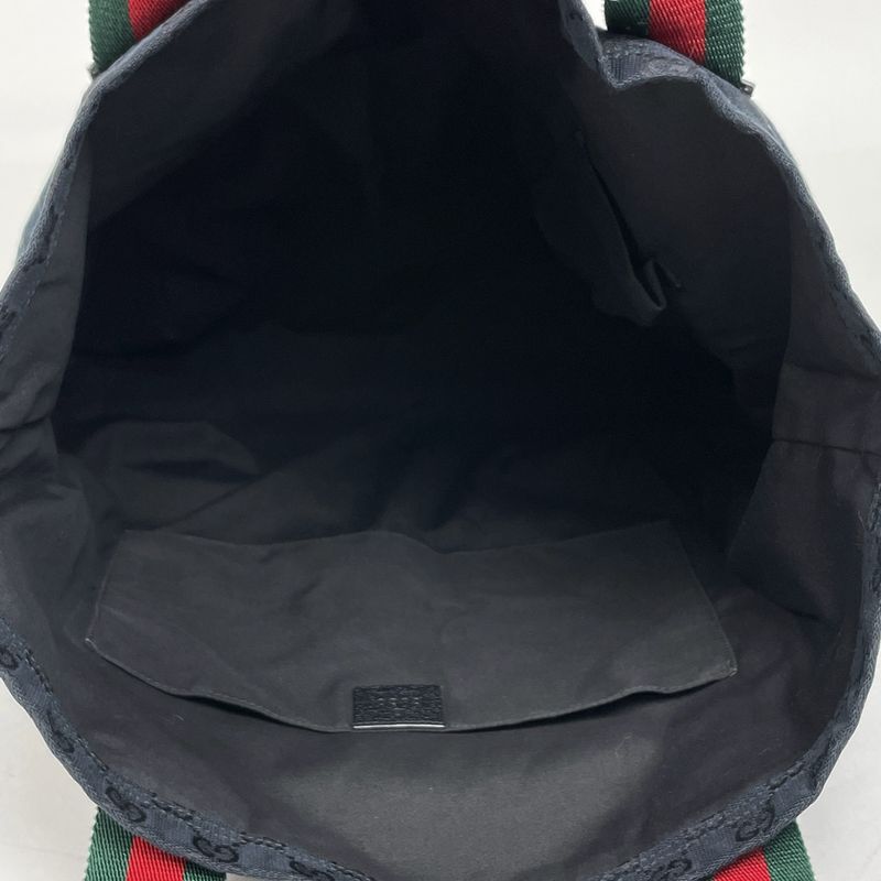 Gucci GG Pattern Tote Handbag Sherry Line Web Tote Bag GG Canvas Black 189669