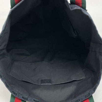 Gucci GG Pattern Tote Handbag Sherry Line Web Tote Bag GG Canvas Black 189669
