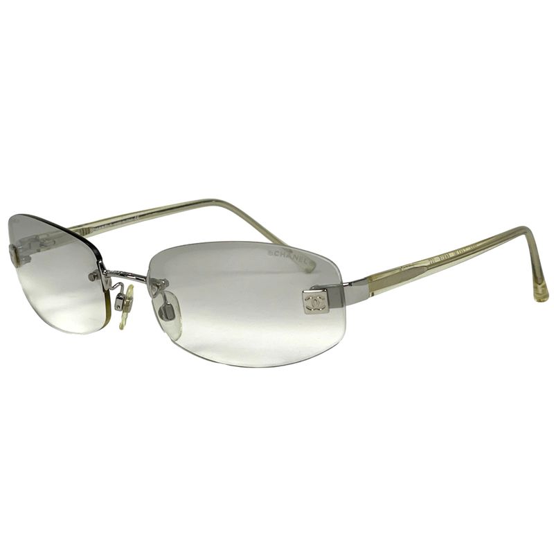 Chanel Coco Mark Sunglasses Rimless Eyewear Sunglasses Plastic Clear Yellow