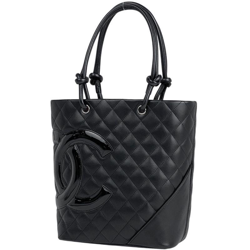 Chanel Cambon Line Medium Tote Bag Coco Mark Handbag Tote Leather Black A25167