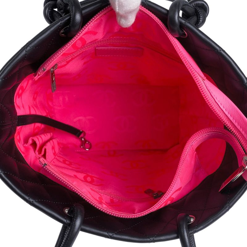 Chanel Cambon Line Medium Tote Bag Coco Mark Handbag Tote Leather Black A25167