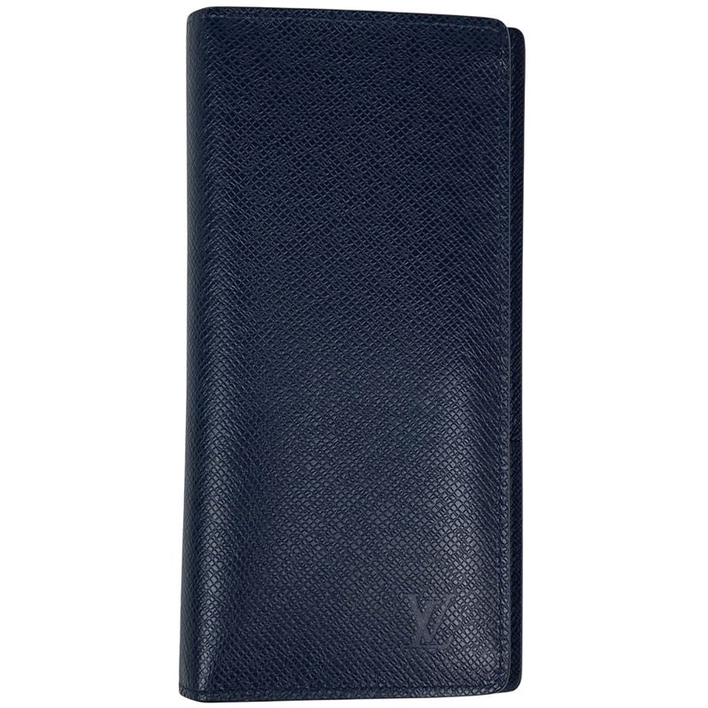 Louis Vuitton Portefeuille Blazer Foldable Long Wallet Taiga Blue Marine M30502