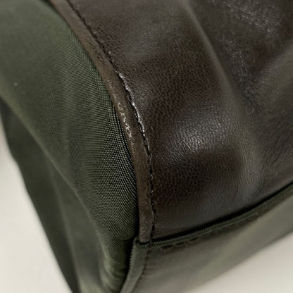 Prada Logo Chain Tote Shoulder Bag Tote Leather Brown Green B4328 Women