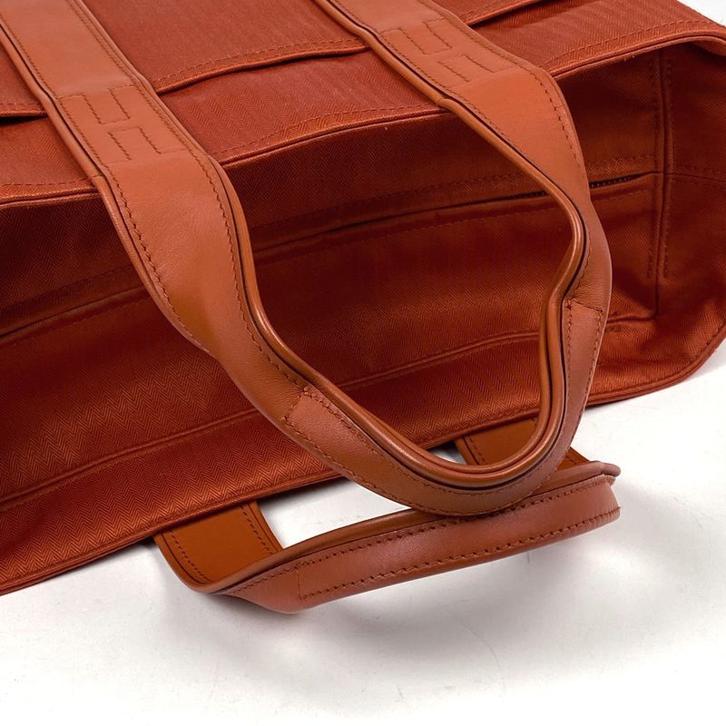 Hermes Acapulco PM Tote Bag H Logo Handbag Twirl Chevron Orange Ladies