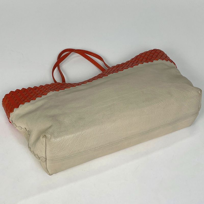 Bottega Venetaveneta Intrecciato Tote Handbag Bicolor Tote Leather Red Light