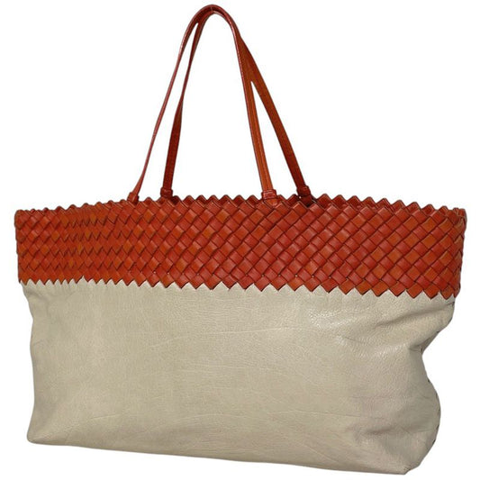 Bottega Venetaveneta Intrecciato Tote Handbag Bicolor Tote Leather Red Light