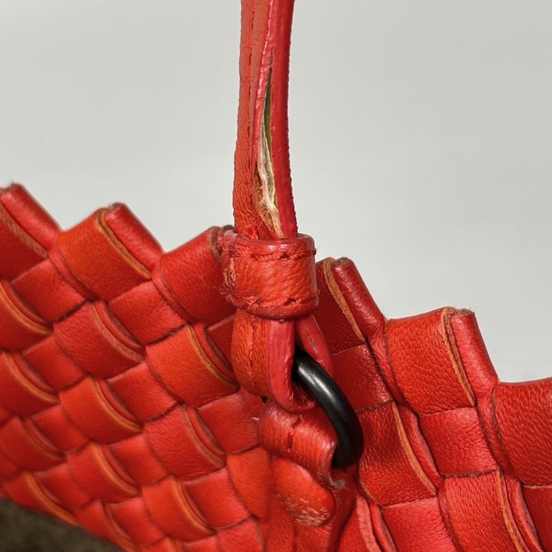 Bottega Venetaveneta Intrecciato Tote Handbag Bicolor Tote Leather Red Light