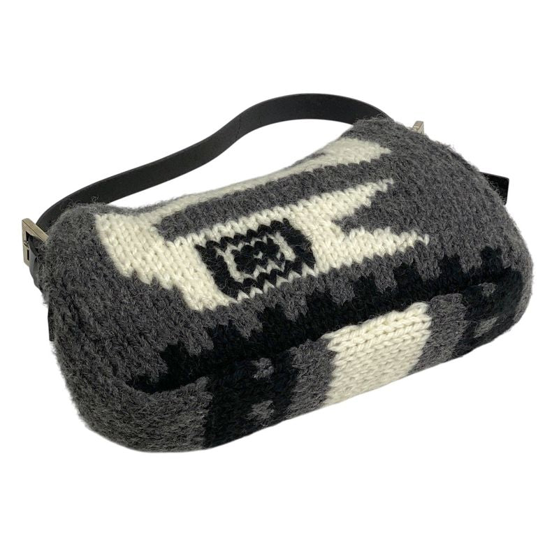 Fendi Zucca Logo Mamma Bucket One Shoulder Handbag Shoulder Bag Fabric Gray