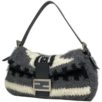 Fendi Zucca Logo Mamma Bucket One Shoulder Handbag Shoulder Bag Fabric Gray