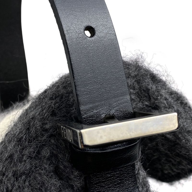 Fendi Zucca Logo Mamma Bucket One Shoulder Handbag Shoulder Bag Fabric Gray