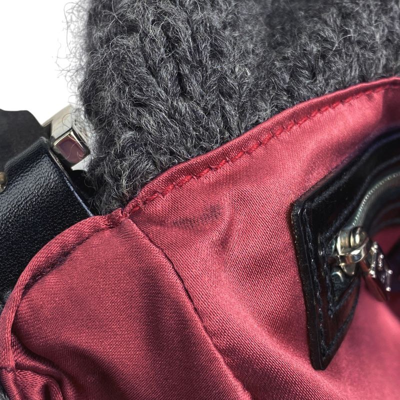 Fendi Zucca Logo Mamma Bucket One Shoulder Handbag Shoulder Bag Fabric Gray