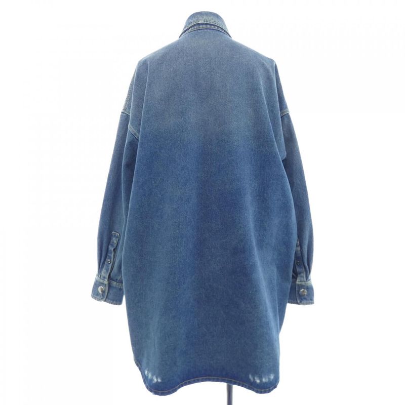 Prada Triangle Logo Oversized Organic Denim Shirt Gfc036 S212 1ZAB Shirt