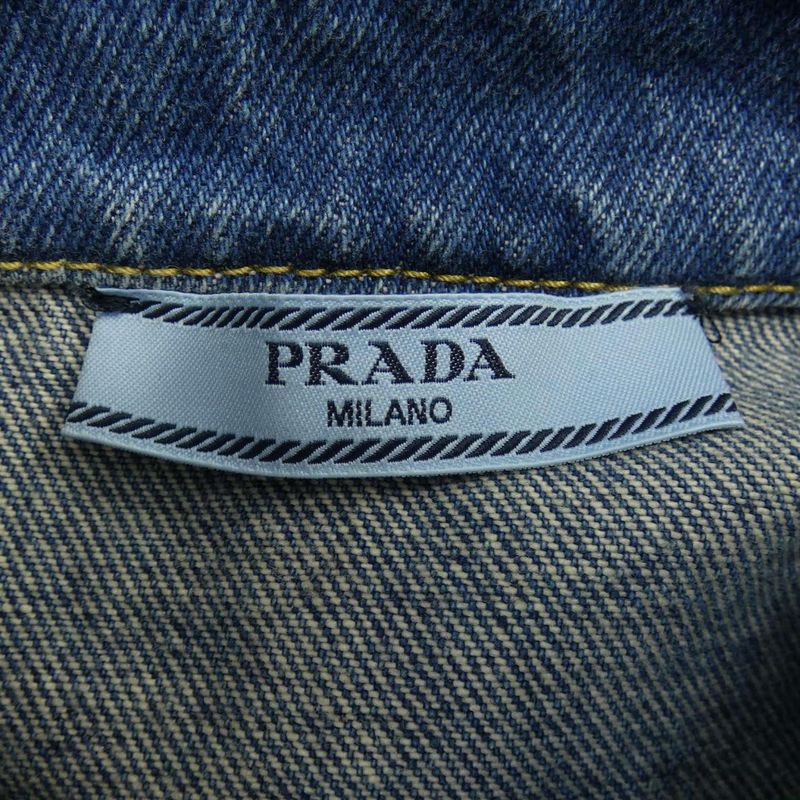Prada Triangle Logo Oversized Organic Denim Shirt Gfc036 S212 1ZAB Shirt