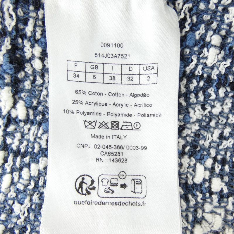 Christian DIOR Canage Cotton Blend Tweed 514j03a7521 Skirt
