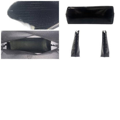 Prada Mesh Triangle Logo Plate Black Silver Hardware Sequins Leather Tote