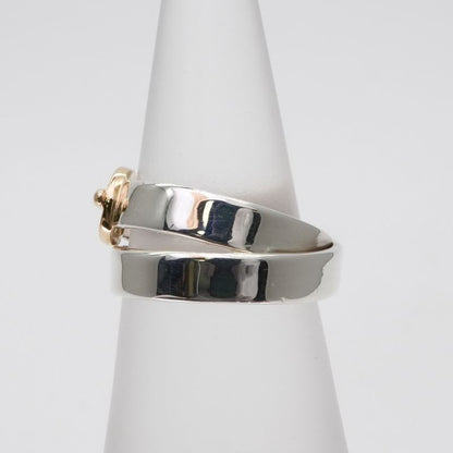 Hermes Double Tour Ring AU 750 AG 925 Silver Belt Combination Antique