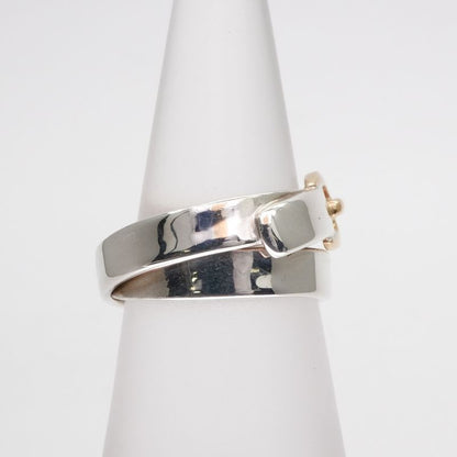 Hermes Double Tour Ring AU 750 AG 925 Silver Belt Combination Antique