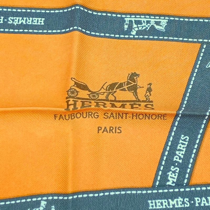 Hermes Scarf Carré 90 Bolduc Ribbon Pattern Bolduc Orange with Box