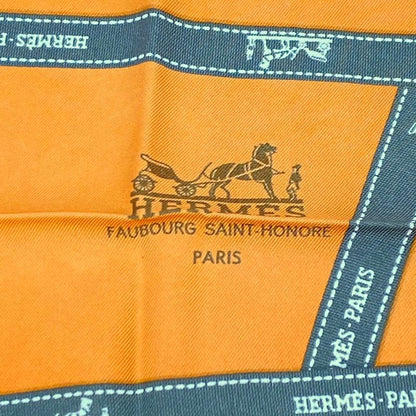 Hermes Scarf Carré 90 Bolduc Ribbon Pattern Bolduc Orange with Box