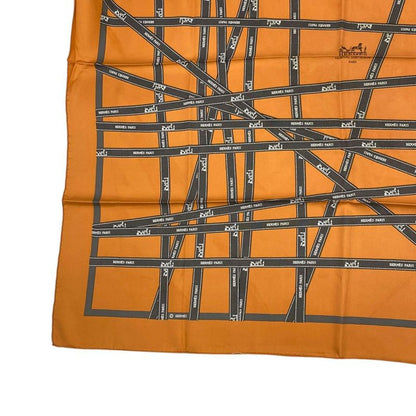 Hermes Scarf Carré 90 Bolduc Ribbon Pattern Bolduc Orange with Box