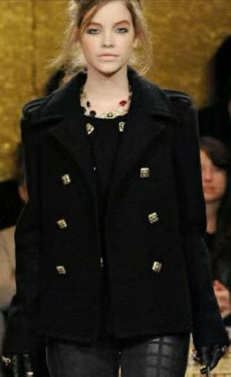 Chanel Jacket Coat 2011 Gripoix Worn by Keira Knightley Black Size 42