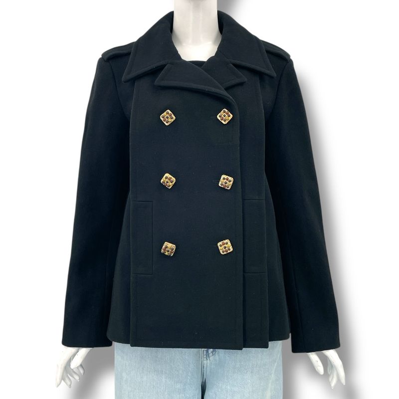 Chanel Jacket Coat 2011 Gripoix Worn by Keira Knightley Black Size 42
