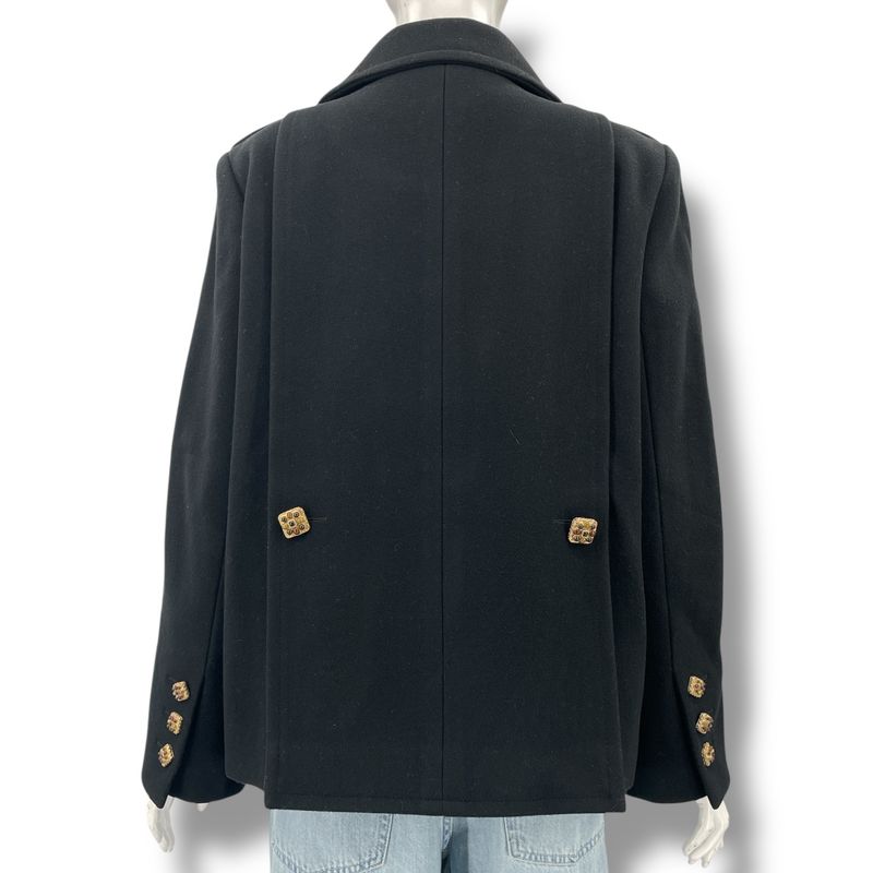 Chanel Jacket Coat 2011 Gripoix Worn by Keira Knightley Black Size 42