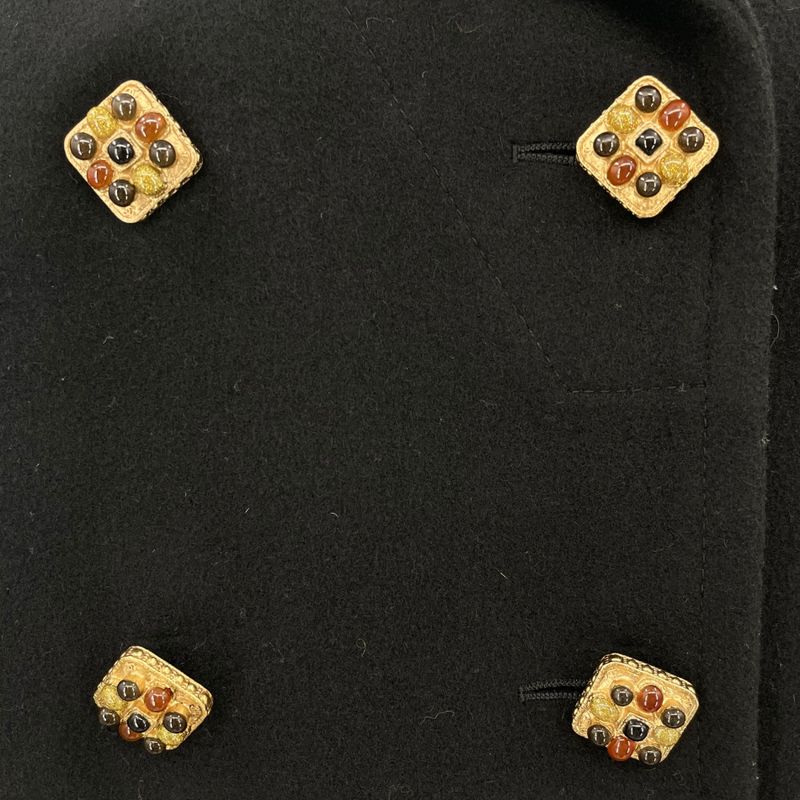 Chanel Jacket Coat 2011 Gripoix Worn by Keira Knightley Black Size 42