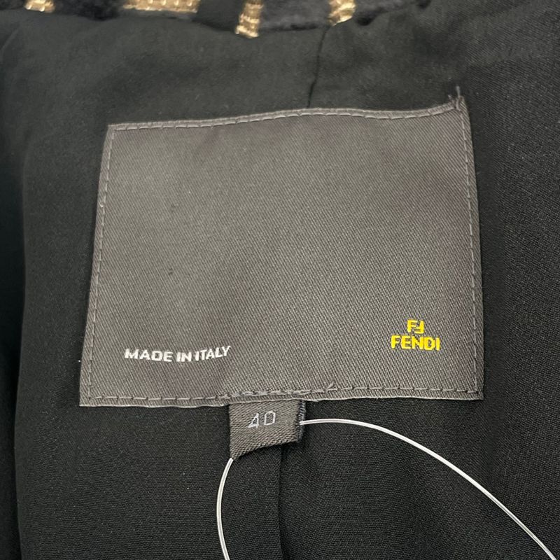 Fendi Coat Long Zucca Pattern Brown Tan Size 40