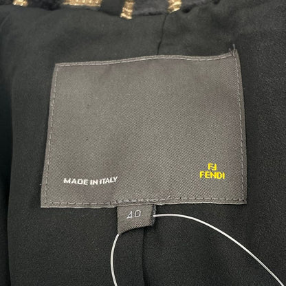 Fendi Coat Long Zucca Pattern Brown Tan Size 40