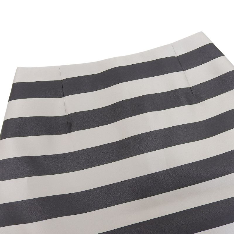 Louis Vuitton 20ss 100% Silk Striped Satin Skirt Black Beige 36 Made in France