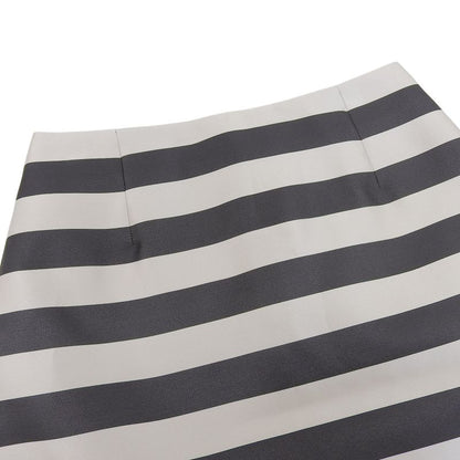 Louis Vuitton 20ss 100% Silk Striped Satin Skirt Black Beige 36 Made in France