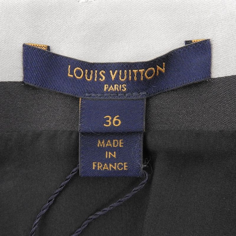 Louis Vuitton 20ss 100% Silk Striped Satin Skirt Black Beige 36 Made in France