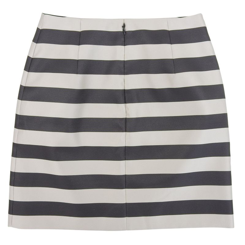 Louis Vuitton 20ss 100% Silk Striped Satin Skirt Black Beige 36 Made in France