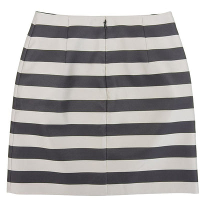 Louis Vuitton 20ss 100% Silk Striped Satin Skirt Black Beige 36 Made in France