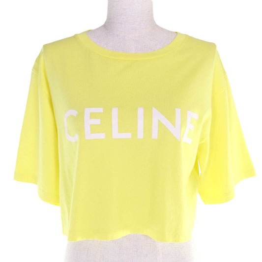 Celine 2x761671q 100% Cotton Logo Print Crew Neck Cropped Short Sleeve T-Shirt