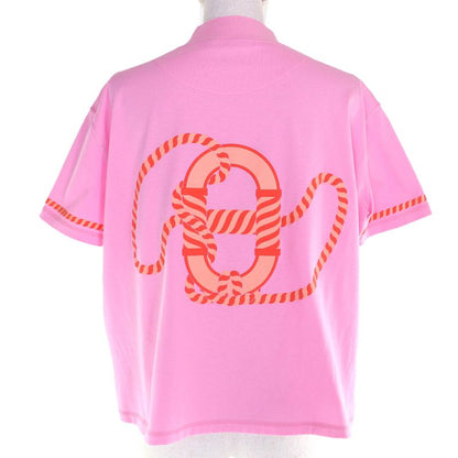 Hermes 23ss 3e4621dl Cartouche 100% Cotton Mock Neck Short Sleeve T-Shirt Pink