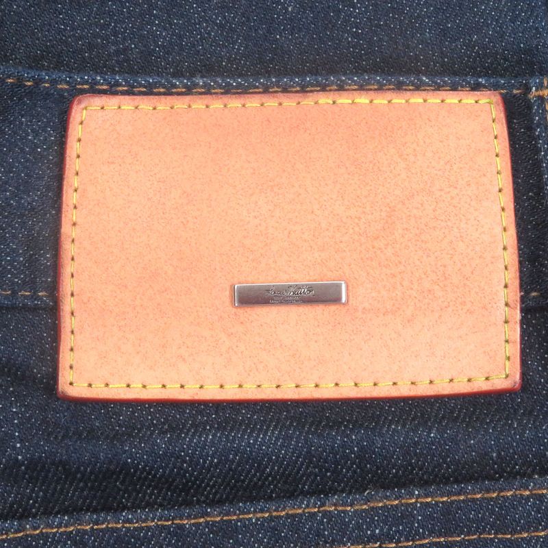 Louis Vuitton 23aw Logo Plate Leather Patch Denim Pants Jeans Indigo Blue 32