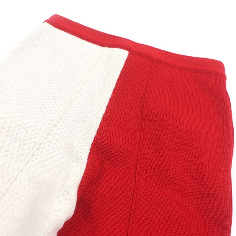 Gucci 724731 100% Wool Bicolor Knit Pants Bottoms Red Ivory M Made in Italy
