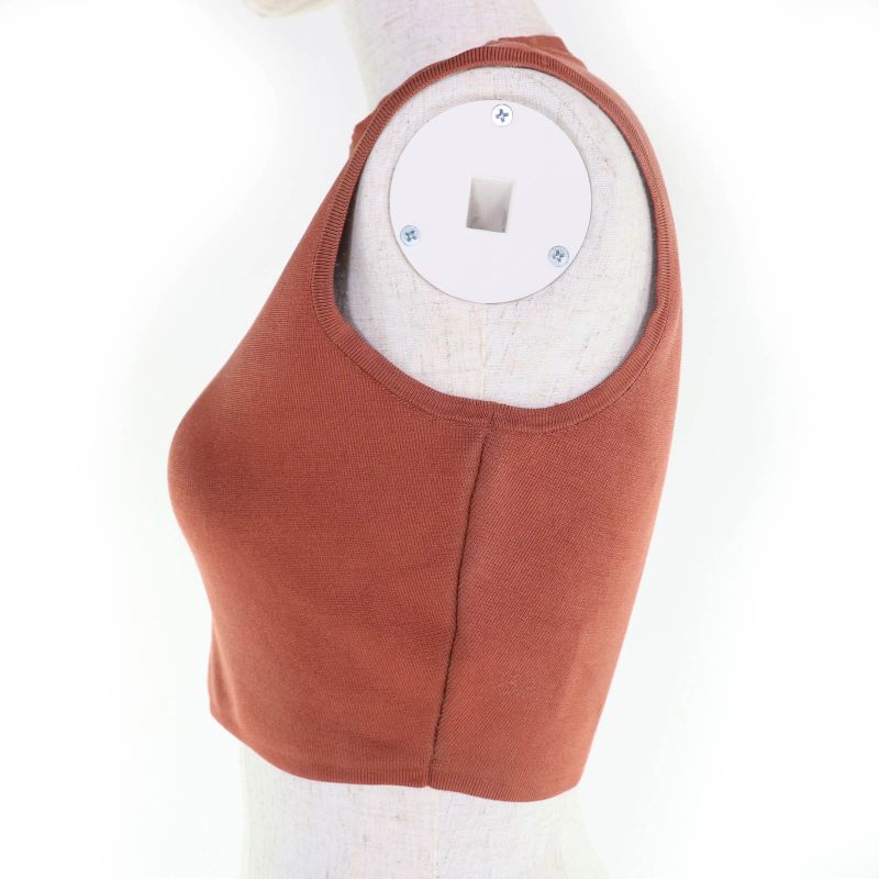 Hermes 2e2640dq Silk-Blend Cropped Sleeveless Knit Top Brown 36 Made in Italy