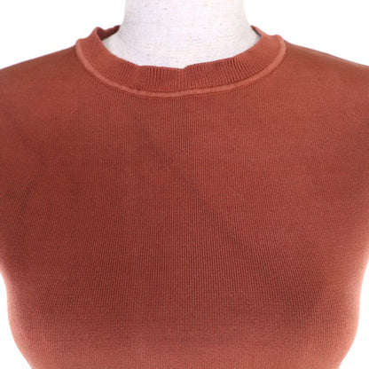 Hermes 2e2640dq Silk-Blend Cropped Sleeveless Knit Top Brown 36 Made in Italy