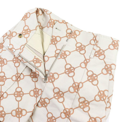 Hermes 2e0456dx Cotton Bit Pattern Design Shorts Beige Brown 34 Made in Italy