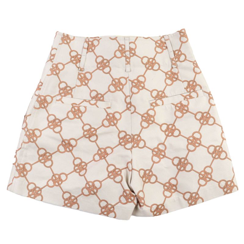 Hermes 2e0456dx Cotton Bit Pattern Design Shorts Beige Brown 34 Made in Italy