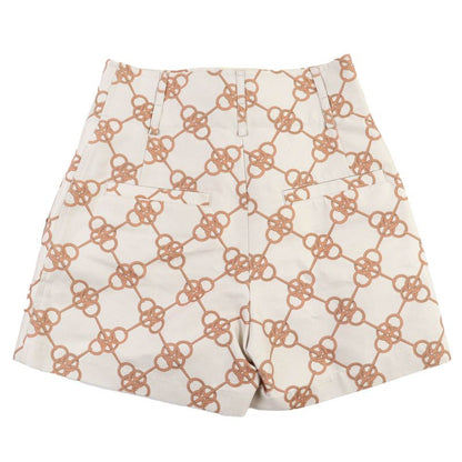 Hermes 2e0456dx Cotton Bit Pattern Design Shorts Beige Brown 34 Made in Italy