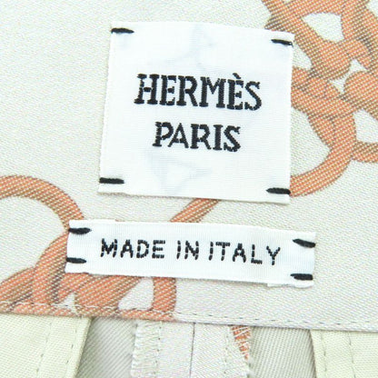Hermes 2e0456dx Cotton Bit Pattern Design Shorts Beige Brown 34 Made in Italy