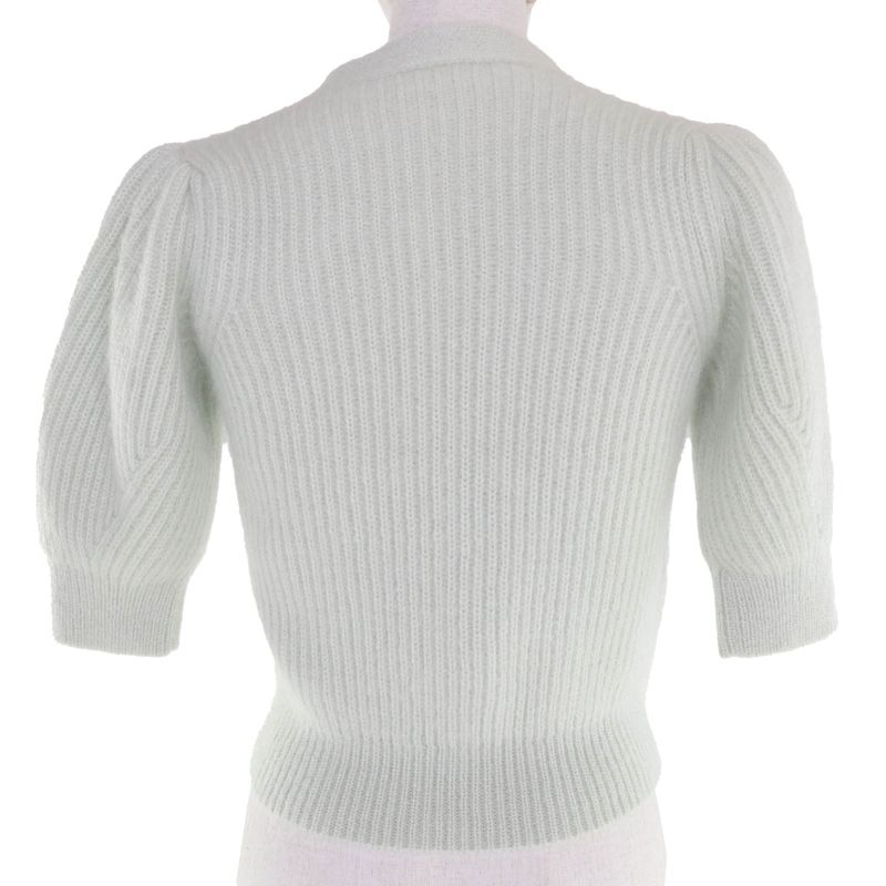 Celine 2a60x377n Mohair Silk Short Sleeve Knit Cardigan Green XS Made in Italy