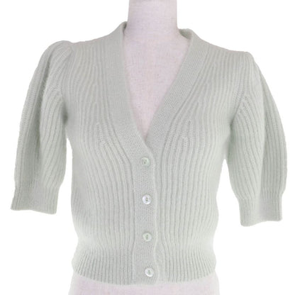 Celine 2a60x377n Mohair Silk Short Sleeve Knit Cardigan Green XS Made in Italy