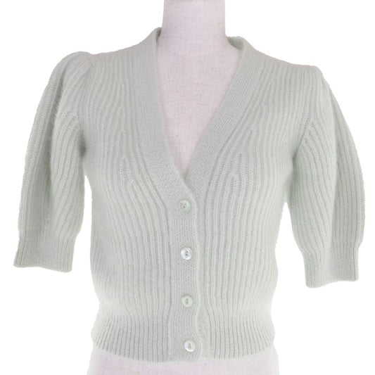 Celine 2a60x377n Mohair Silk Short Sleeve Knit Cardigan Green XS Made in Italy