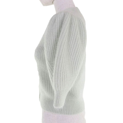 Celine 2a60x377n Mohair Silk Short Sleeve Knit Cardigan Green XS Made in Italy